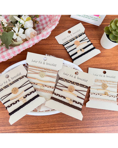 Wholesale 5PCS Hair Ties Bracelet for Women 5 Styles Soft Braided Boho Hair Bands Elastic No Damage Hair Ties for Girls thick Thin Long Curly Hair Accessories SP004