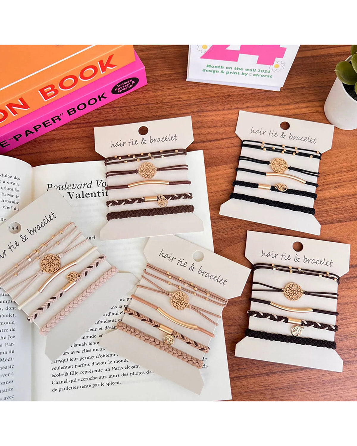 Wholesale 5PCS Hair Ties Bracelet for Women 5 Styles Soft Braided Boho Hair Bands Elastic No Damage Hair Ties for Girls thick Thin Long Curly Hair Accessories SP004