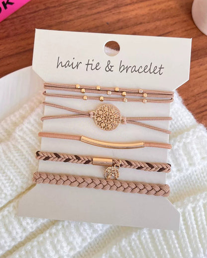 Wholesale 5PCS Hair Ties Bracelet for Women 5 Styles Soft Braided Boho Hair Bands Elastic No Damage Hair Ties for Girls thick Thin Long Curly Hair Accessories SP004
