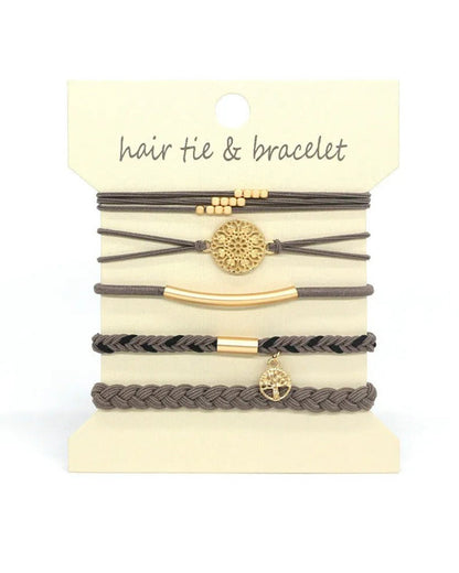Wholesale 5PCS Hair Ties Bracelet for Women 5 Styles Soft Braided Boho Hair Bands Elastic No Damage Hair Ties for Girls thick Thin Long Curly Hair Accessories SP004