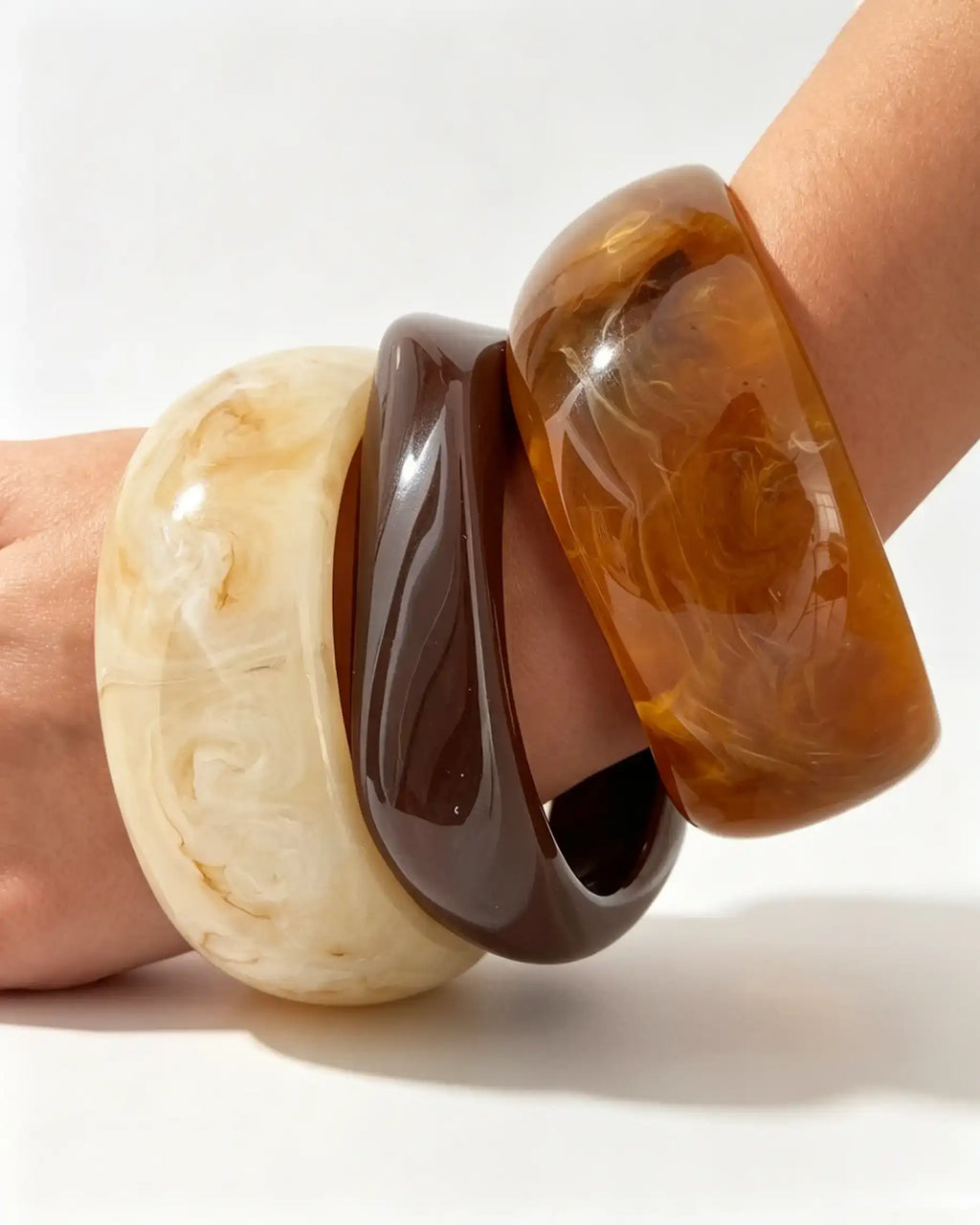 Wholesale Amber 3Pcs Resin Bangle Set Vacation Boho Jewelry SP090