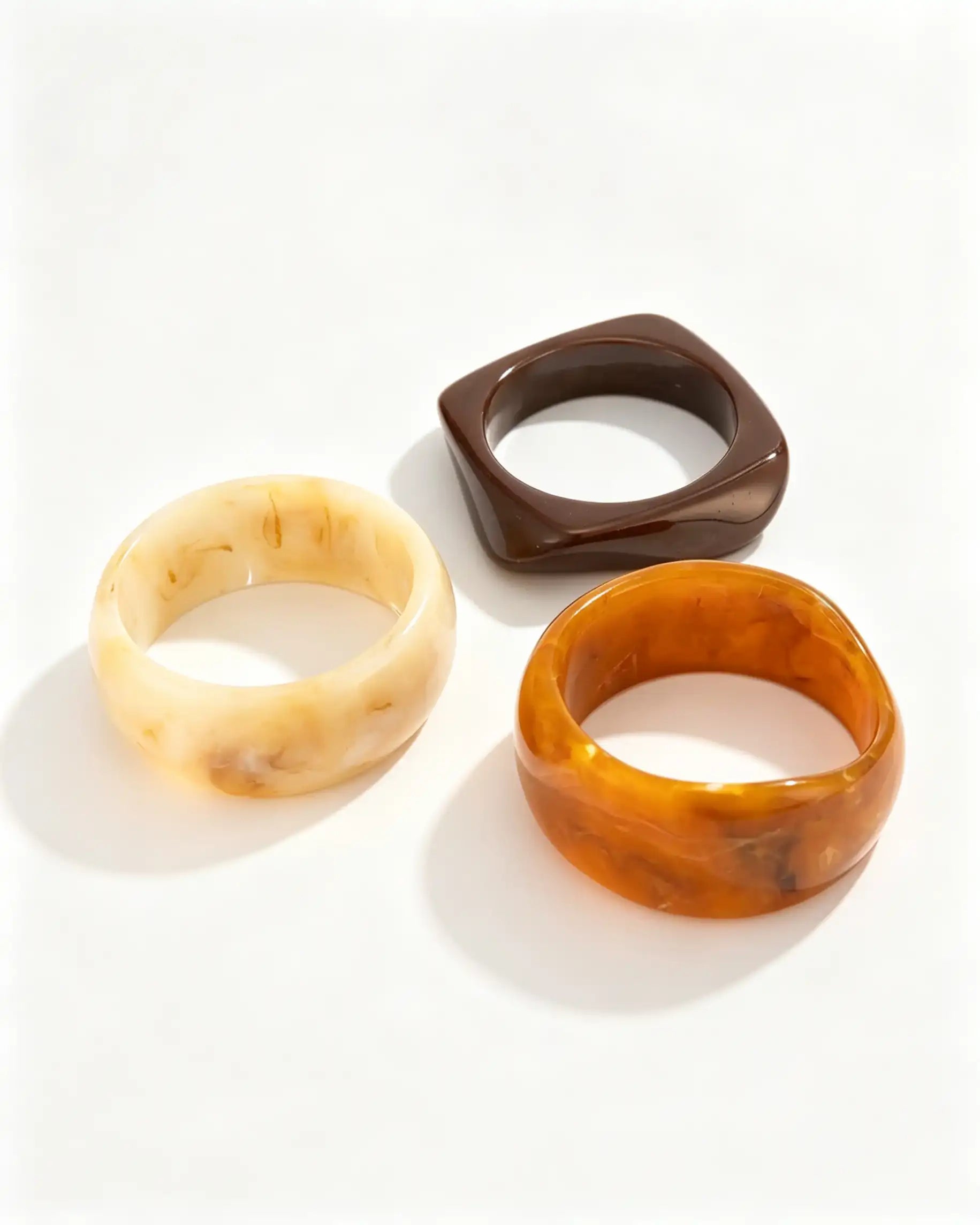 Wholesale Amber 3Pcs Resin Bangle Set Vacation Boho Jewelry SP090