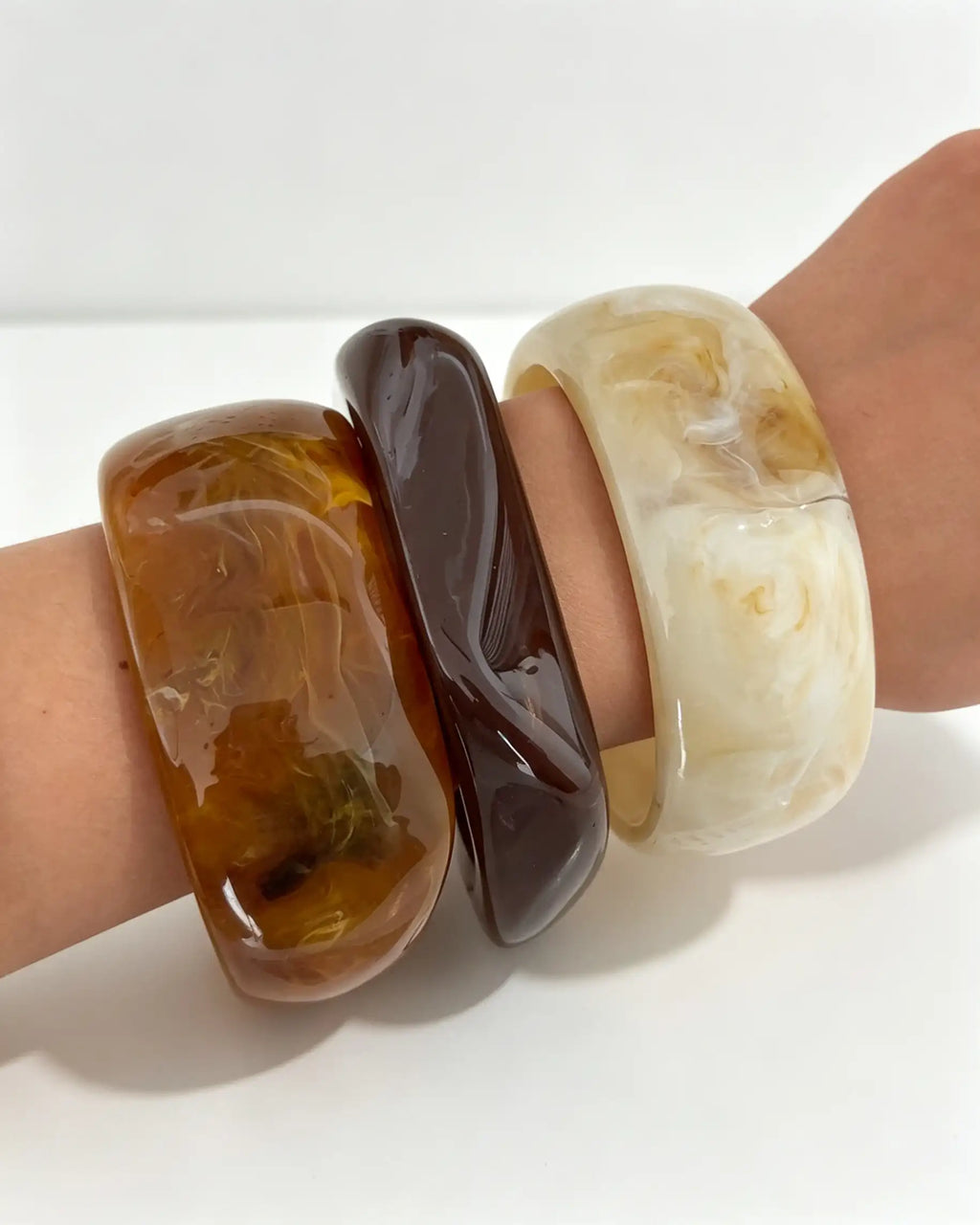 Wholesale Amber 3Pcs Resin Bangle Set Vacation Boho Jewelry SP090