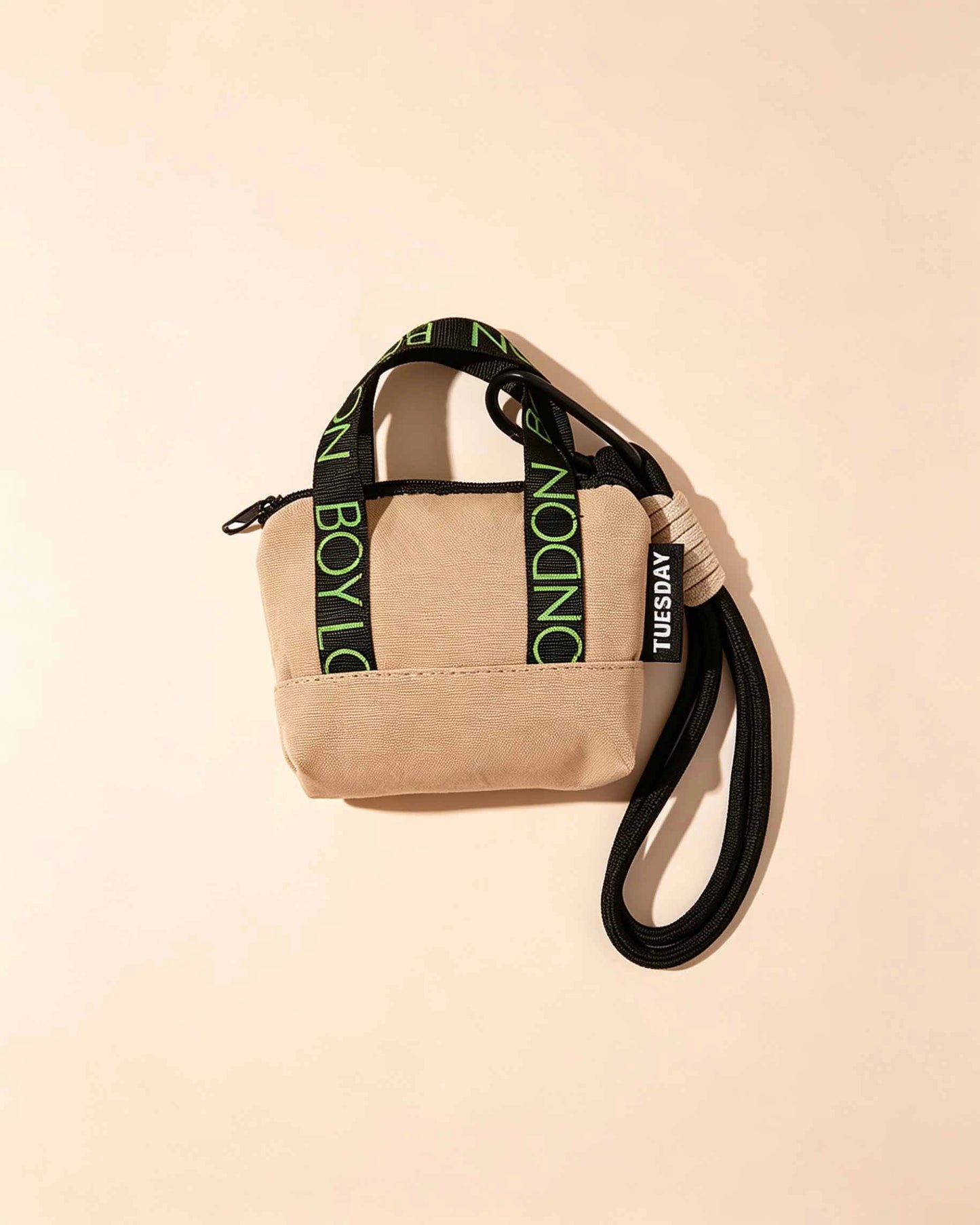 Beige Canvas Mini Earphone Pouch Keychain Daily Accessory SP163