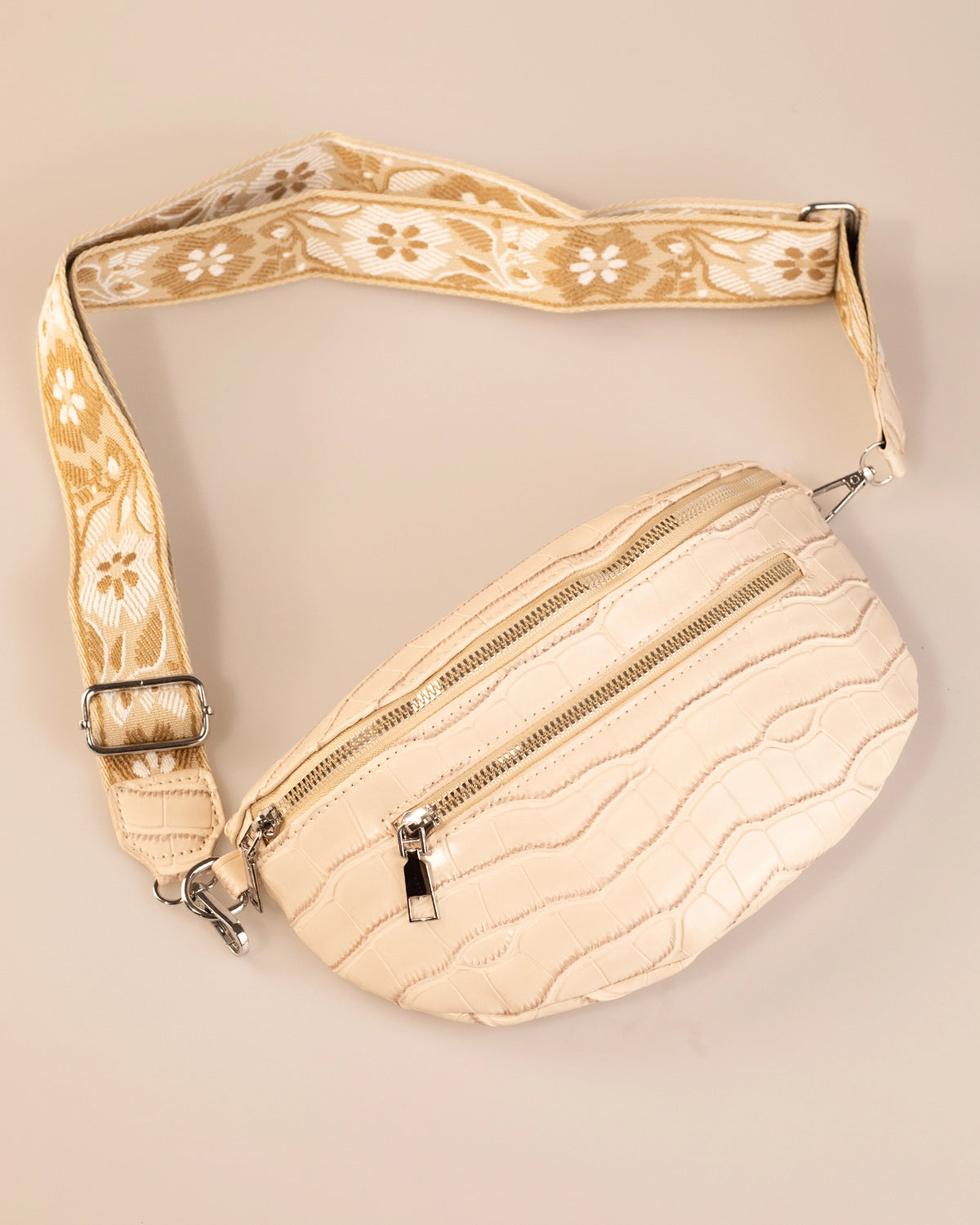 Wholesale Beige Croc PU Sling Bag Daily Chic Accessory SP144
