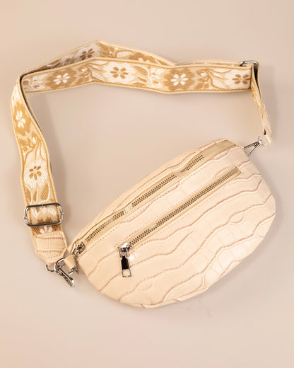 Wholesale Beige Croc PU Sling Bag Daily Chic Accessory SP144