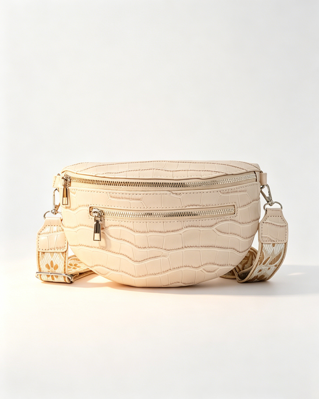 Wholesale Beige Croc PU Sling Bag Daily Chic Accessory SP144