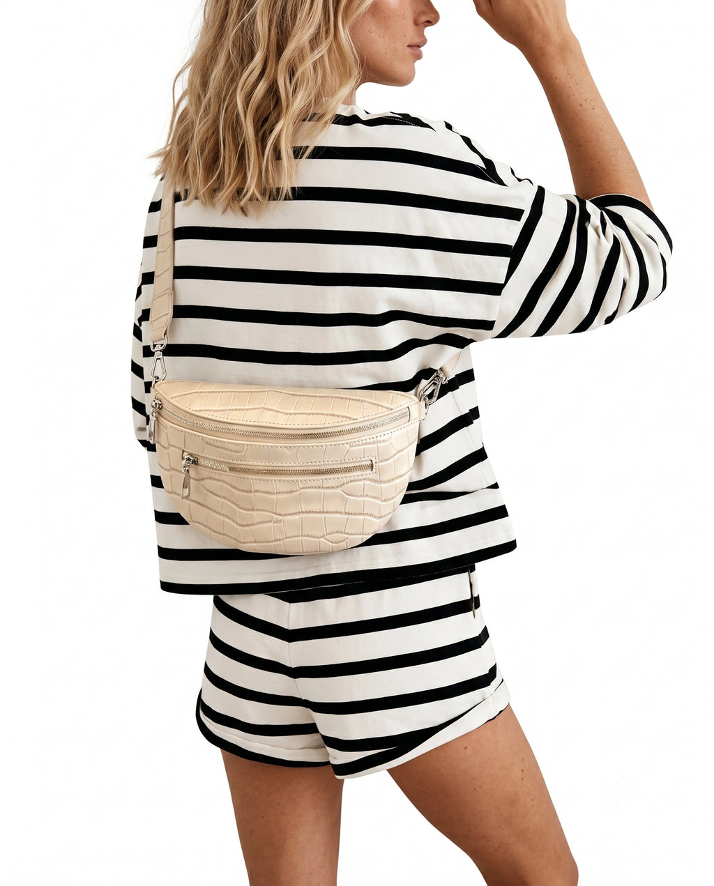 Wholesale Beige Croc PU Sling Bag Daily Chic Accessory SP144