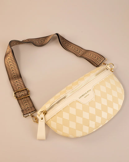 Wholesale Beige Quilted Chain Fanny Pack SP133