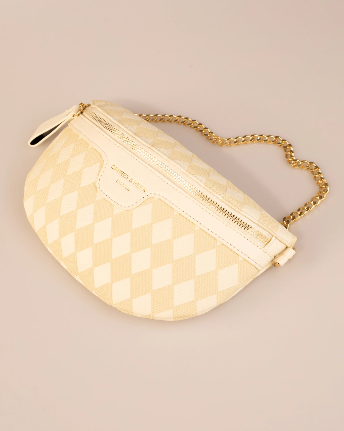 Wholesale Beige Quilted Chain Fanny Pack SP133