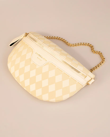 Wholesale Beige Quilted Chain Fanny Pack SP133