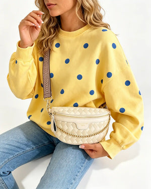 Wholesale Beige Quilted Chain Fanny Pack SP133