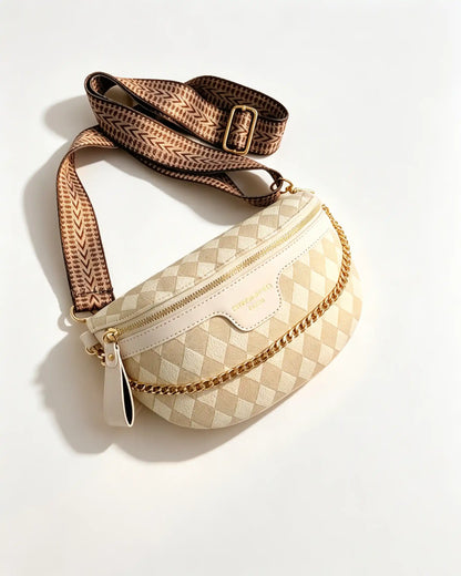 Wholesale Beige Quilted Chain Fanny Pack SP133