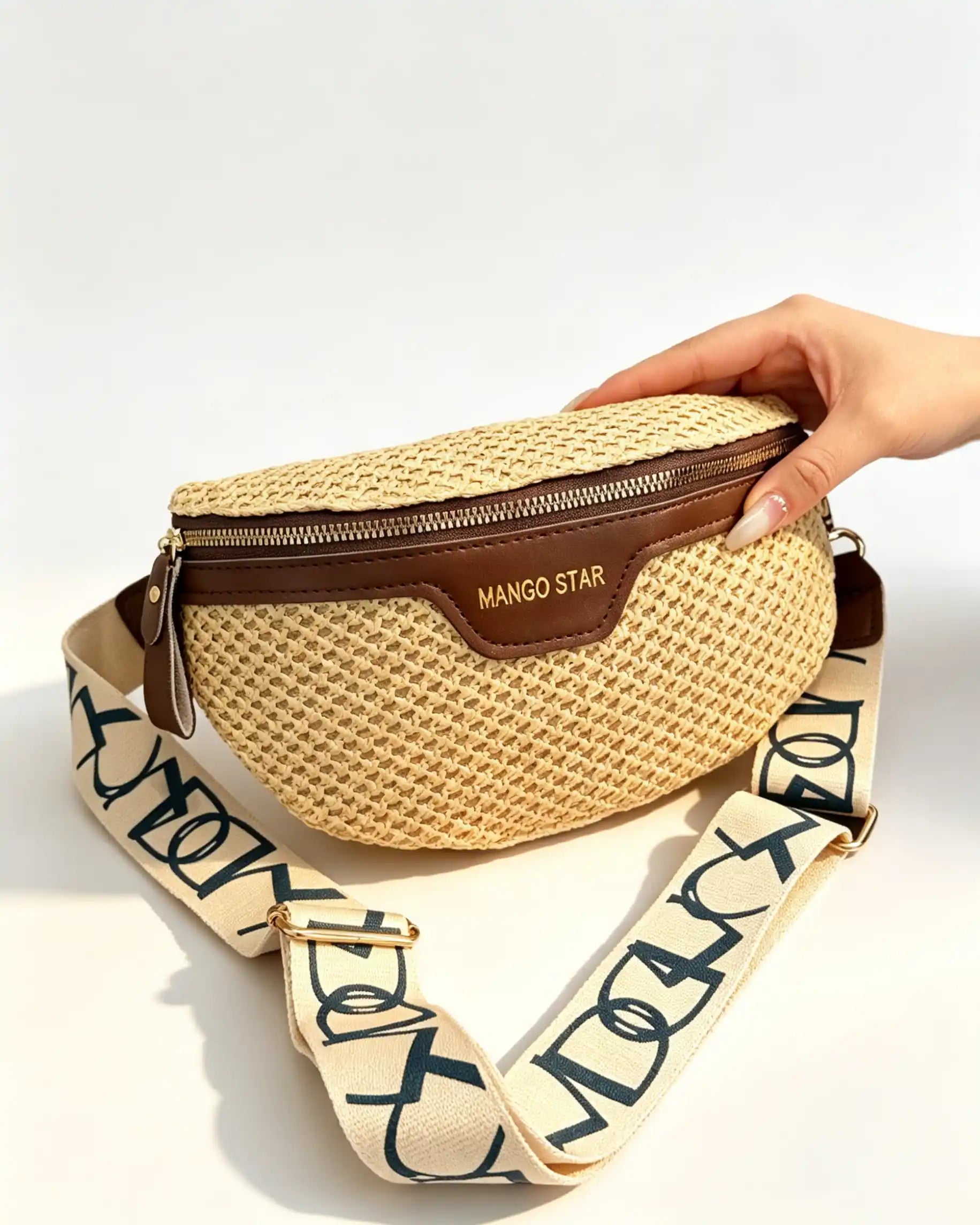 Wholesale Beige Woven Vacation Fanny Pack SP121