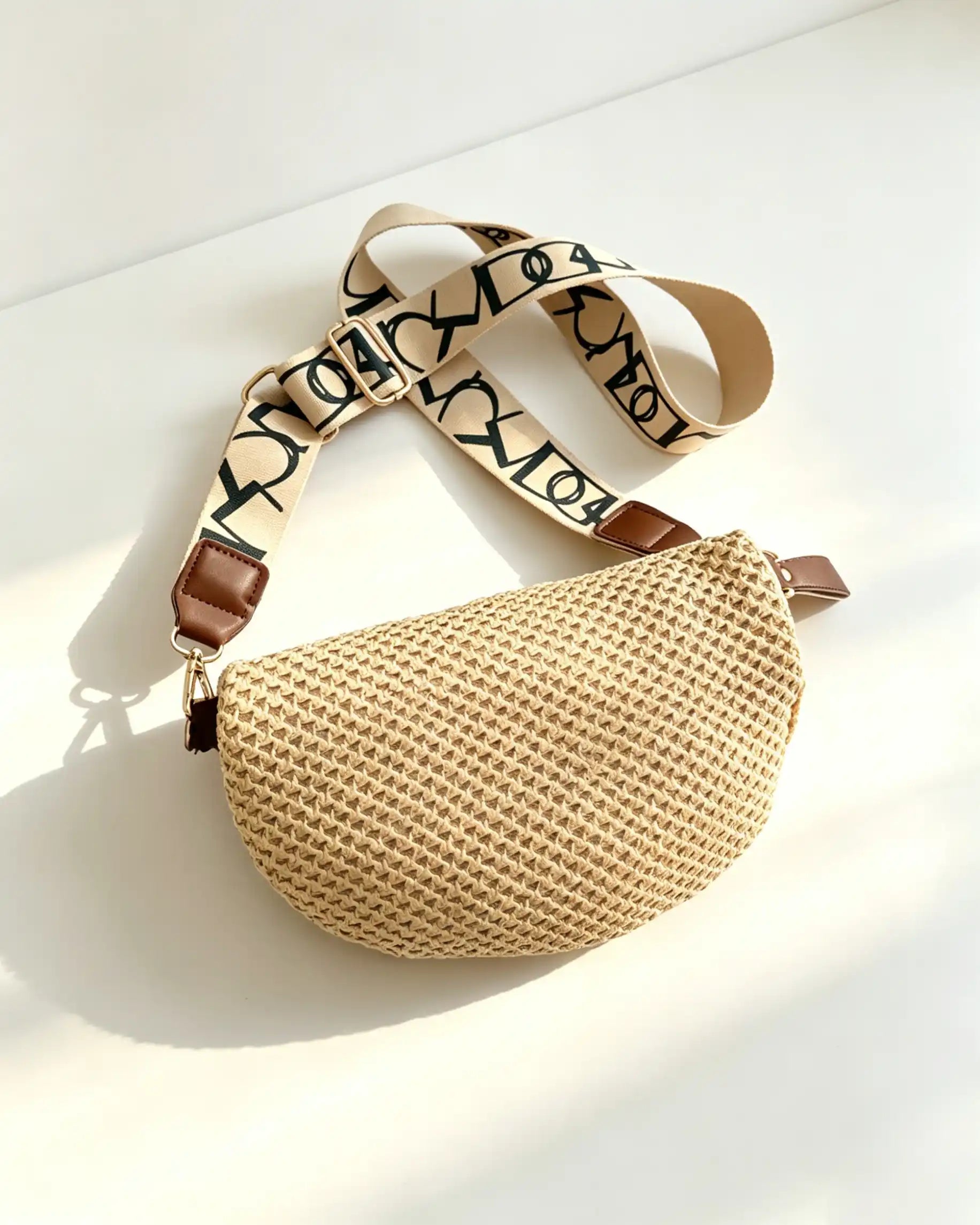 Wholesale Beige Woven Vacation Fanny Pack SP121