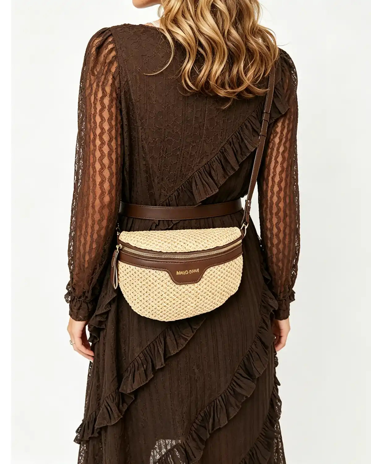 Wholesale Beige Woven Vacation Fanny Pack SP121