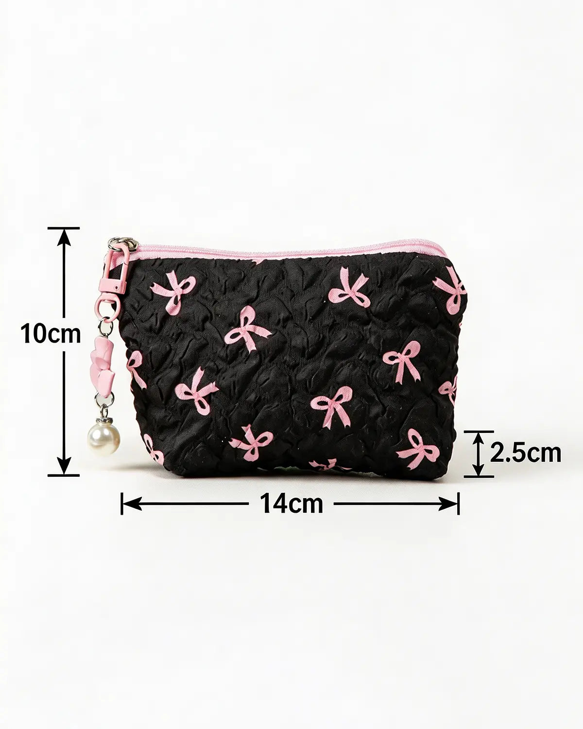 Wholesale Black Bow Quilted Bag Travel Makeup Pouch SP269