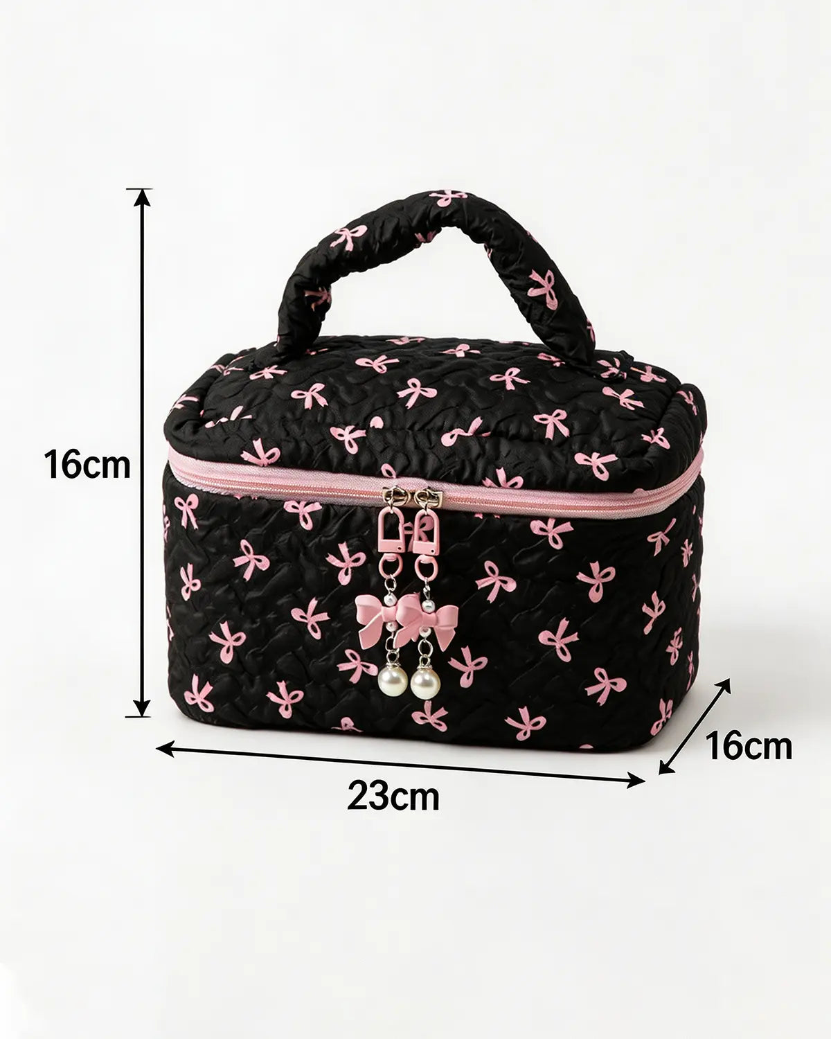 Wholesale Black Bow Quilted Bag Travel Makeup Pouch SP269