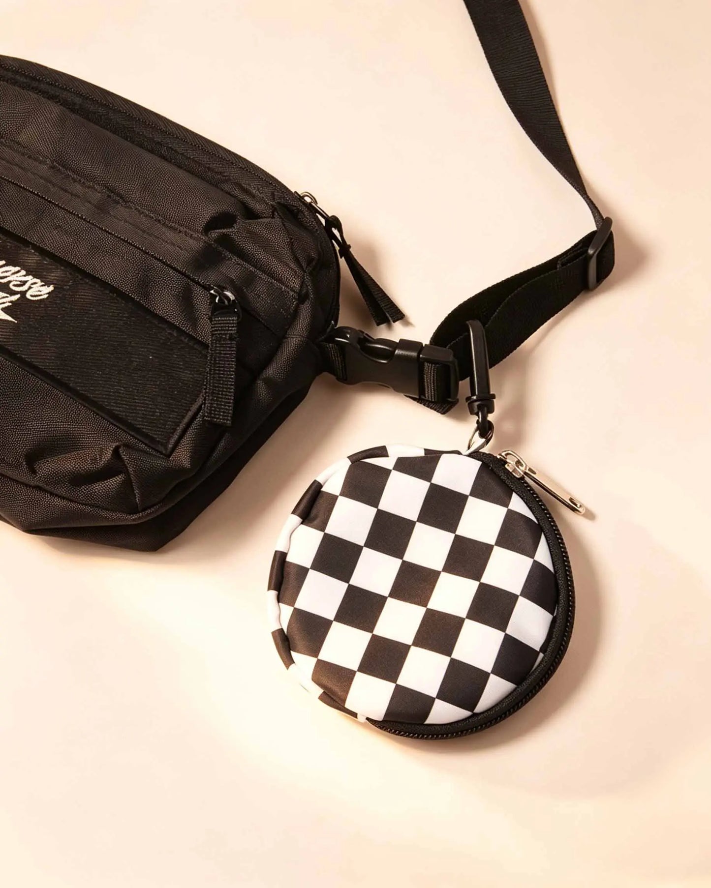 Black Checkerboard Ultralight Mini Pouch Daily Earphone Bag SP164