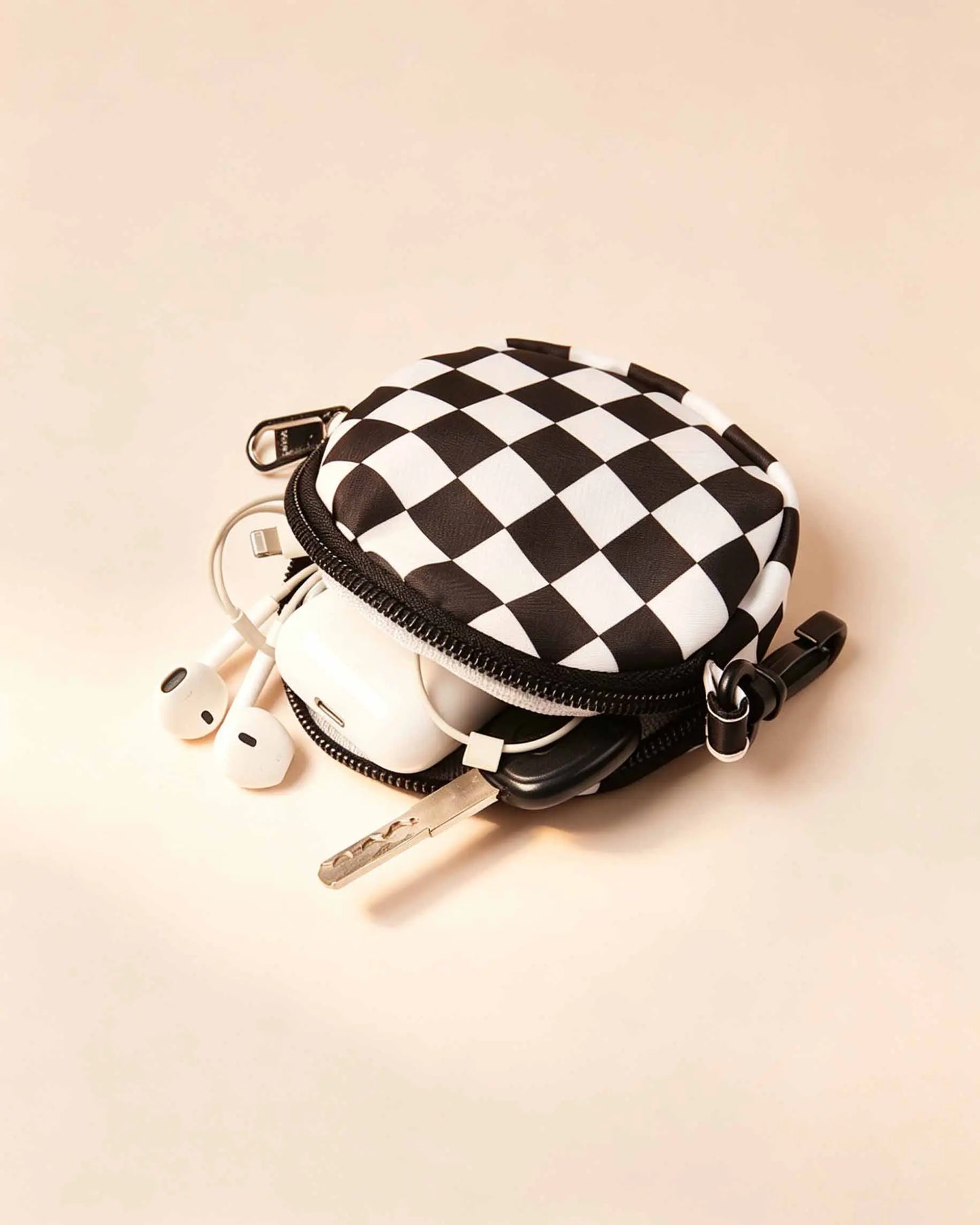 Black Checkerboard Ultralight Mini Pouch Daily Earphone Bag SP164