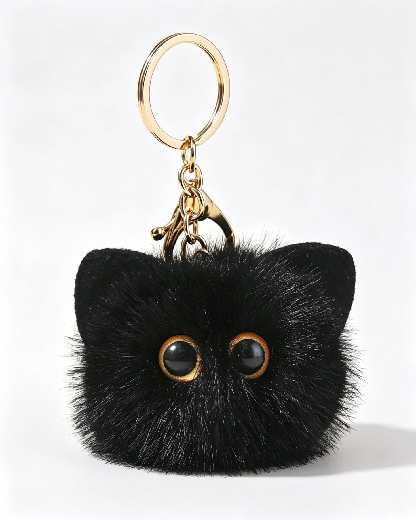 Black Faux Fur Cat Keychain Daily Bag Charm SP190
