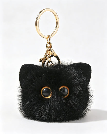 Black Faux Fur Cat Keychain Daily Bag Charm SP190