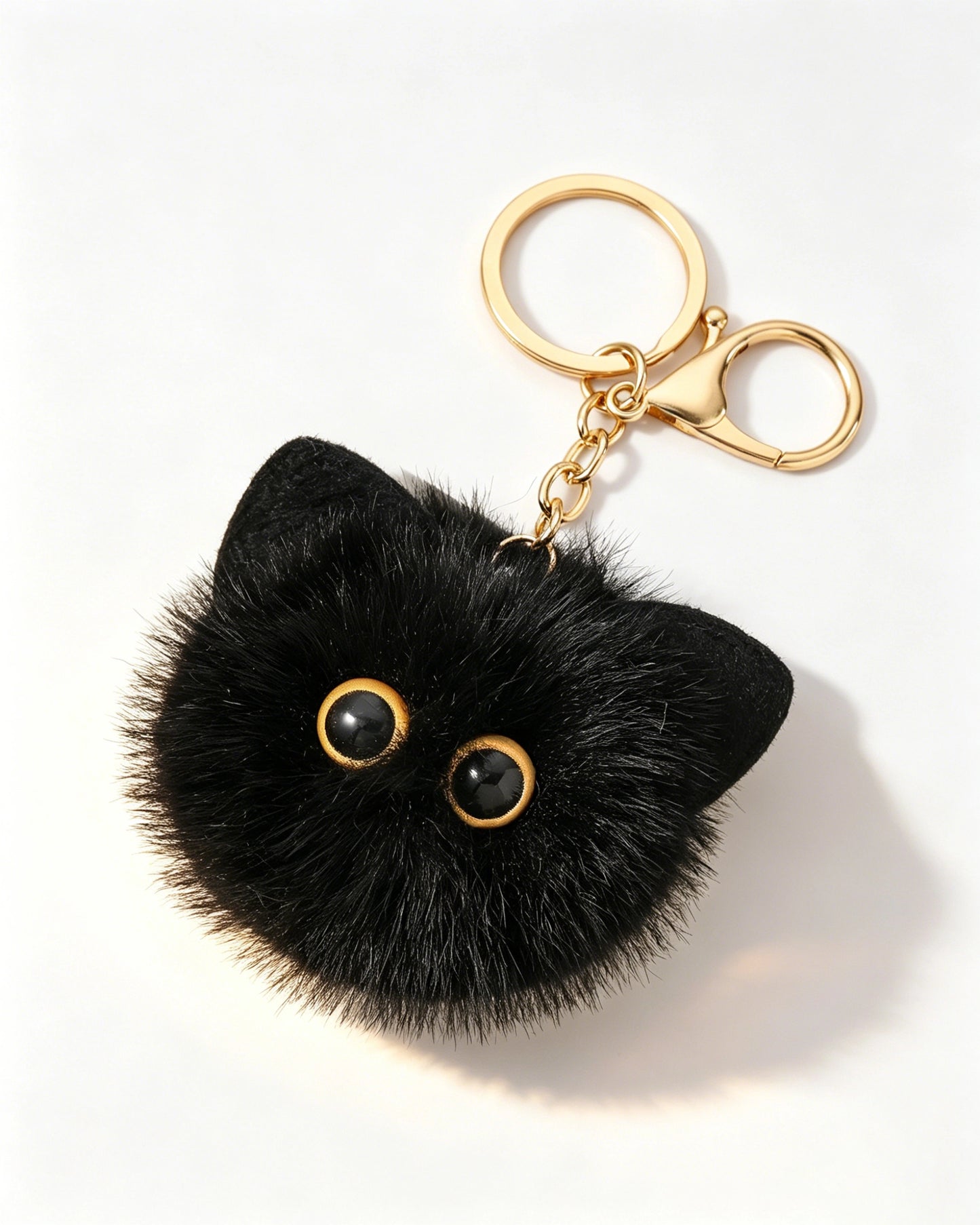 Black Faux Fur Cat Keychain Daily Bag Charm SP190