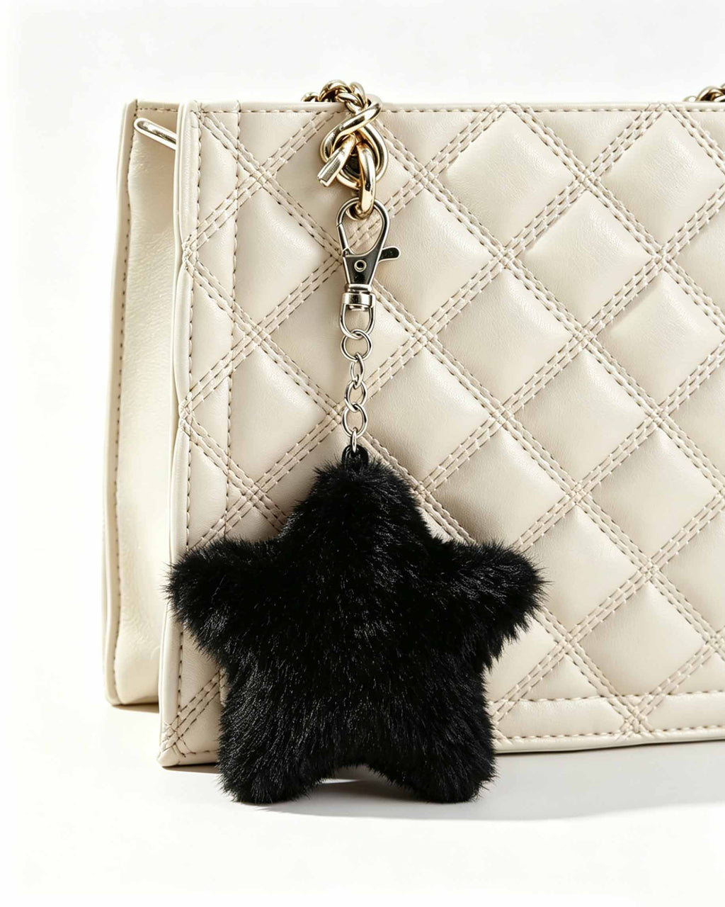 Wholesale Black Faux Fur Star Keychain Daily Y2K Bag Charm SP182