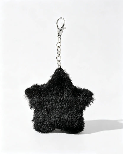 Black Faux Fur Star Keychain Daily Y2K Bag Charm SP182