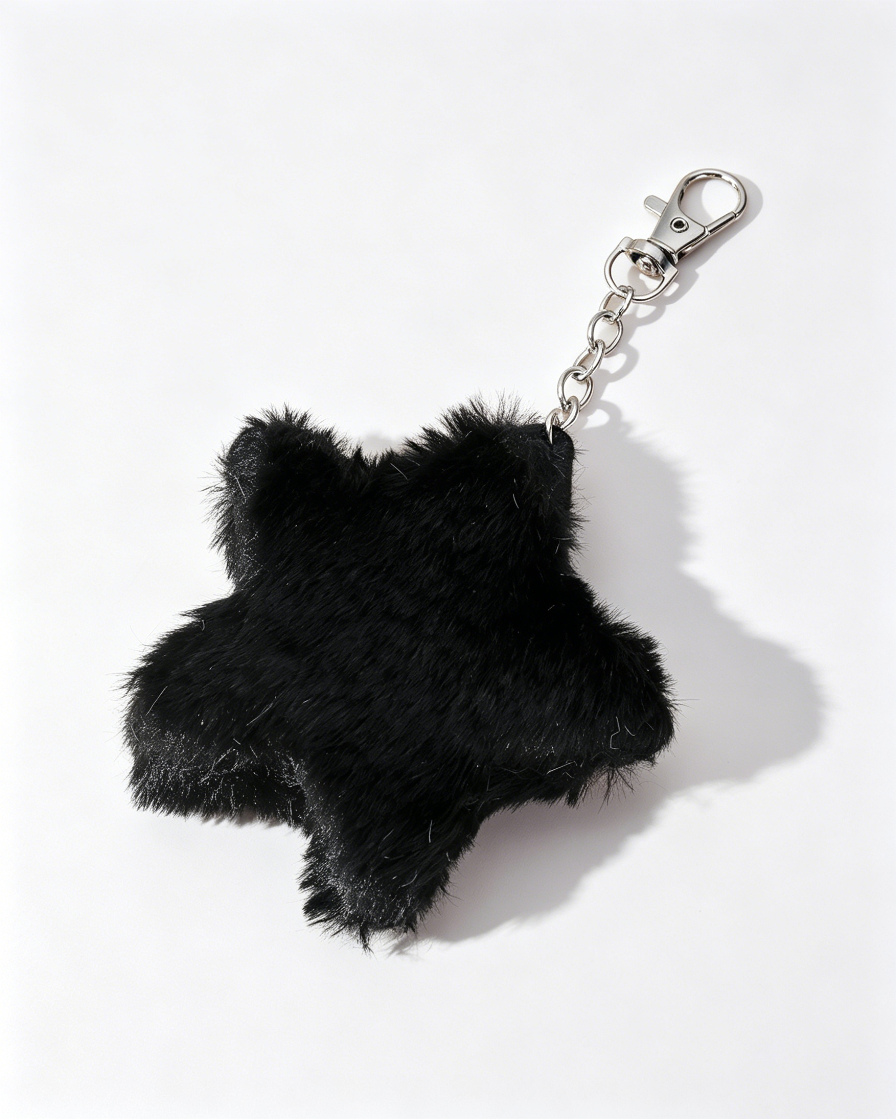 Wholesale Black Faux Fur Star Keychain Daily Y2K Bag Charm SP182