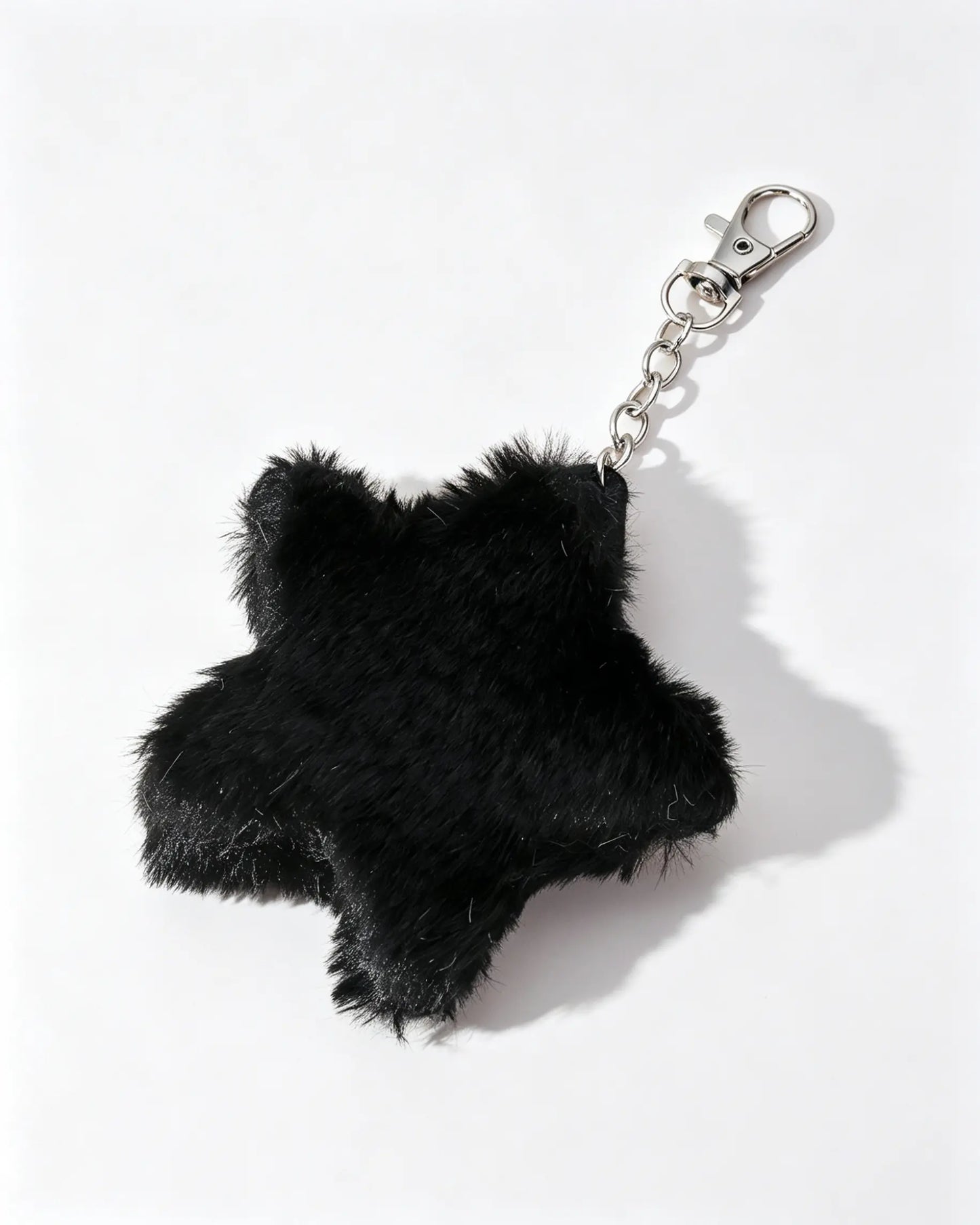 Black Faux Fur Star Keychain Daily Y2K Bag Charm SP182