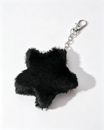 Black Faux Fur Star Keychain Daily Y2K Bag Charm SP182