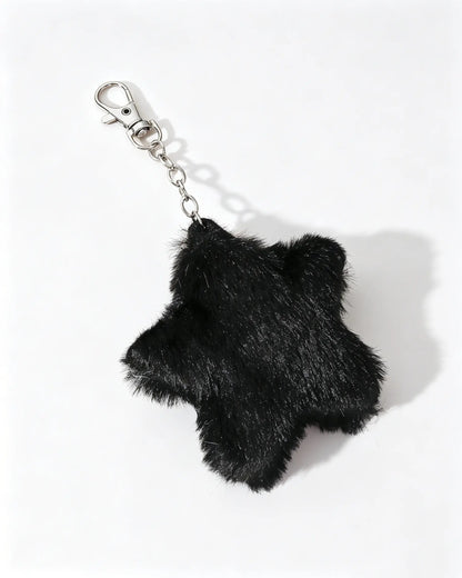 Black Faux Fur Star Keychain Daily Y2K Bag Charm SP182