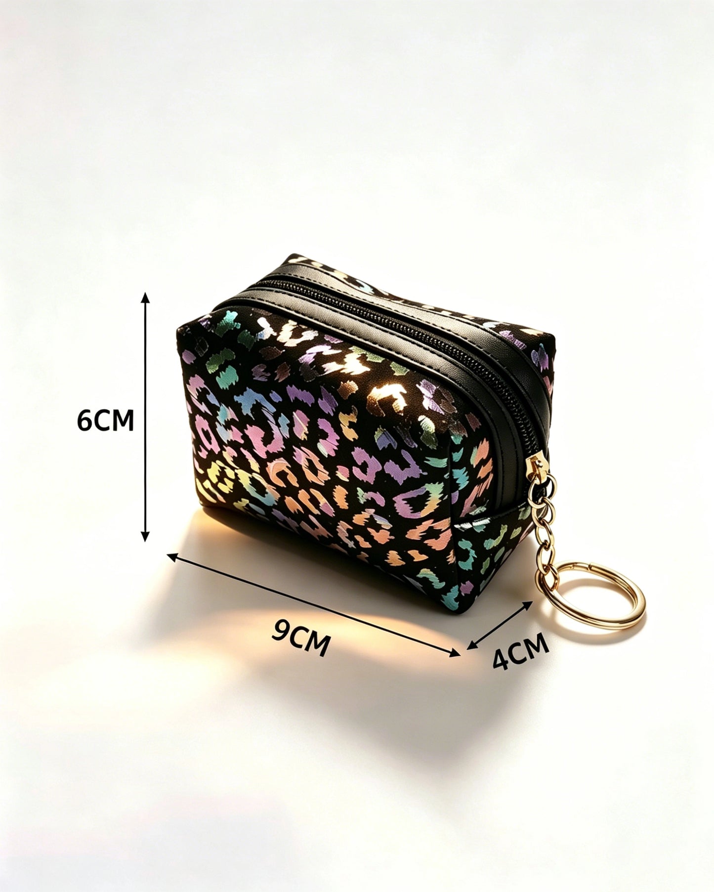 Black Iridescent Leopard Pouch Daily Y2K Keychain Bag SP151