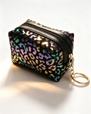 Wholesale Black Iridescent Leopard Pouch Daily Y2K Keychain Bag SP151