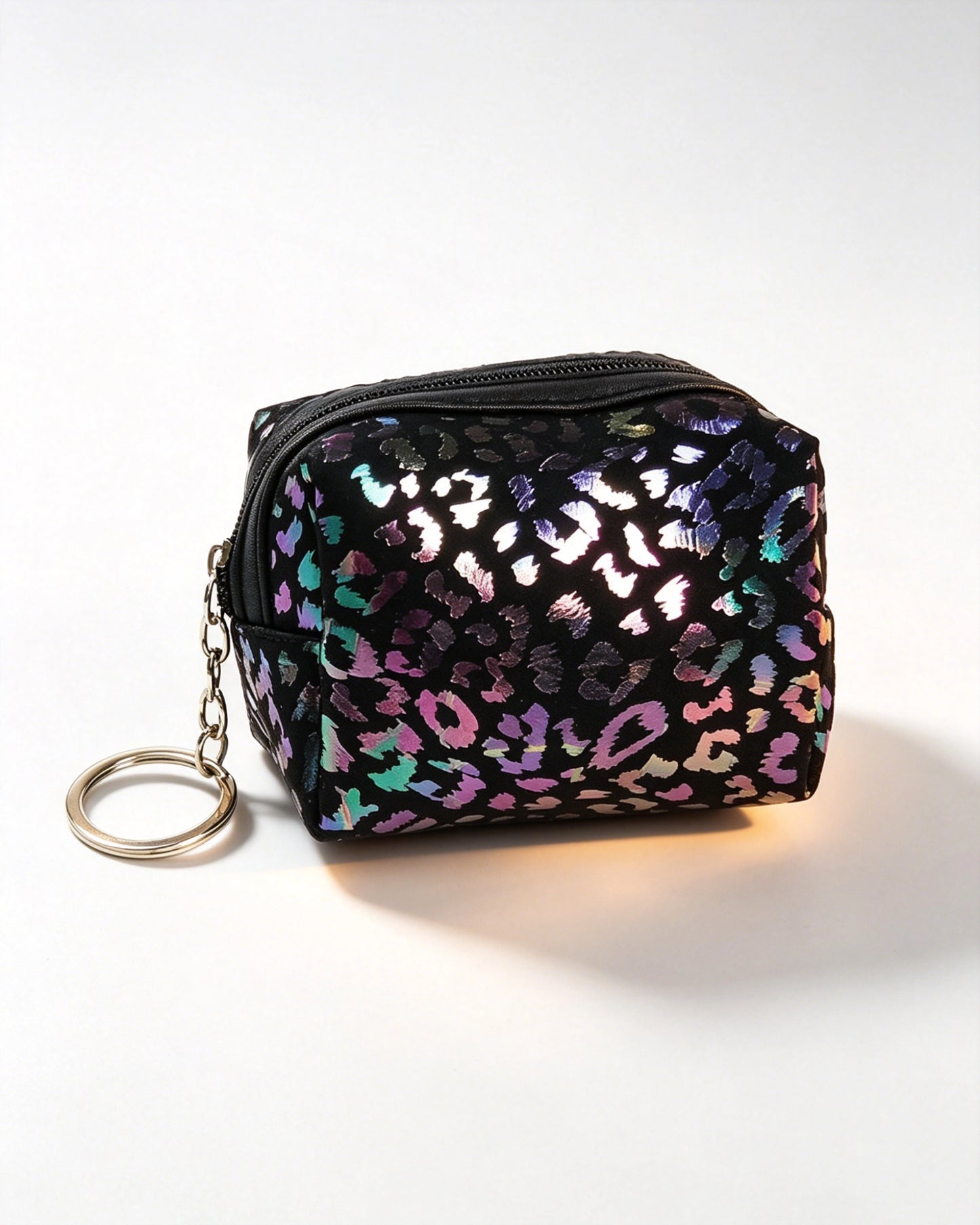 Black Iridescent Leopard Pouch Daily Y2K Keychain Bag SP151