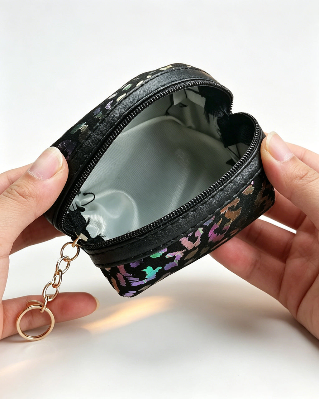 Wholesale Black Iridescent Leopard Pouch Daily Y2K Keychain Bag SP151