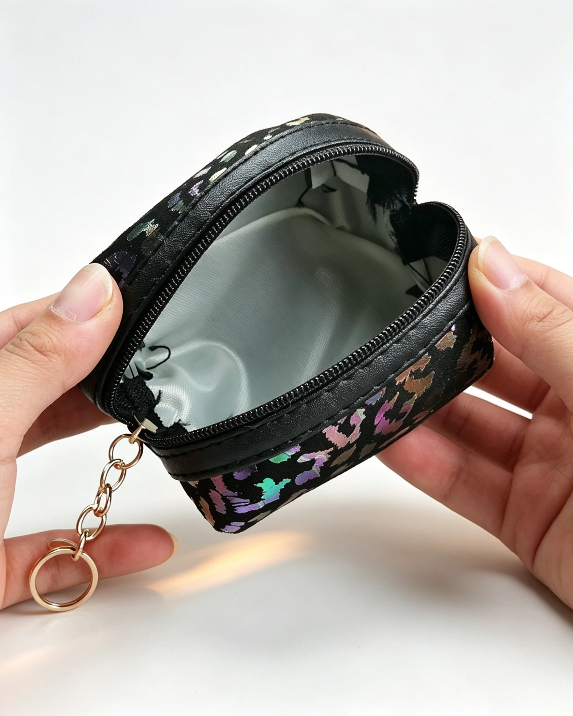 Wholesale Black Iridescent Leopard Pouch Daily Y2K Keychain Bag SP151