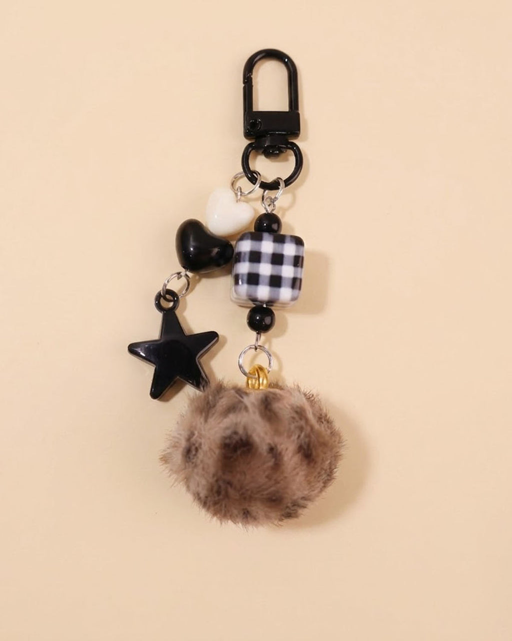 Wholesale Black Leopard Pom Keychain Daily Bag Charm SP210