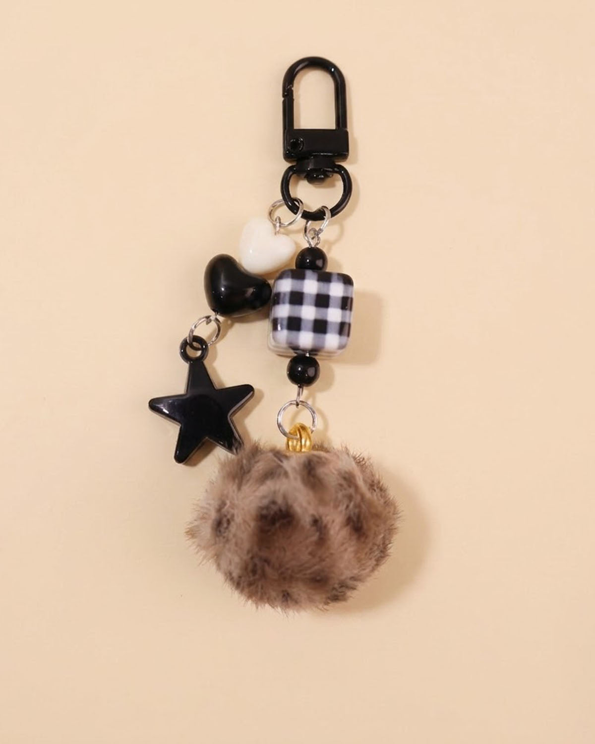 Wholesale Black Leopard Pom Keychain Daily Bag Charm SP210
