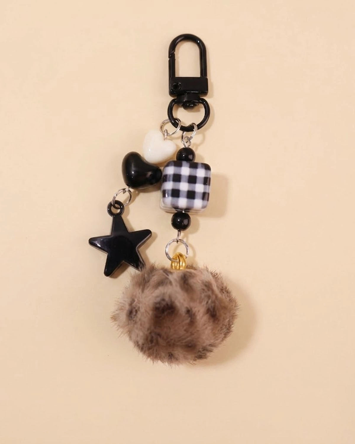 Black Leopard Pom Keychain Daily Bag Charm SP210