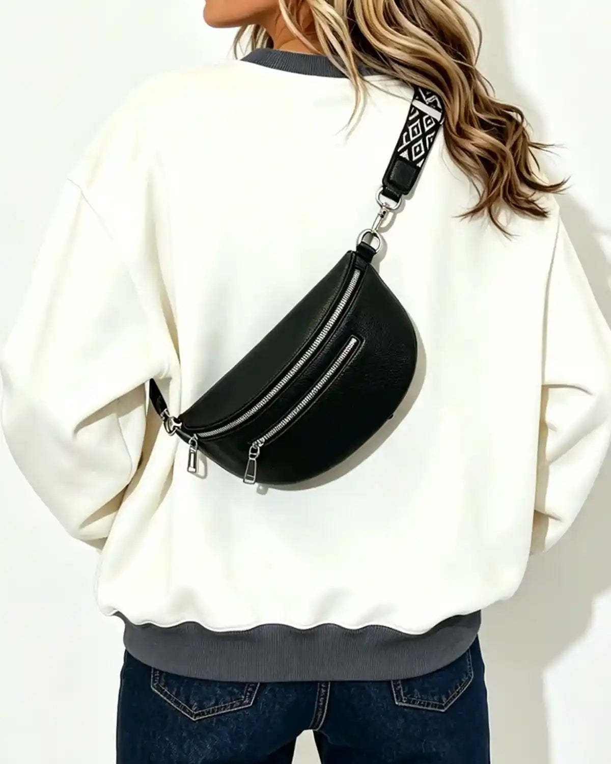 Wholesale Black Litchi Grain Fanny Pack SP139