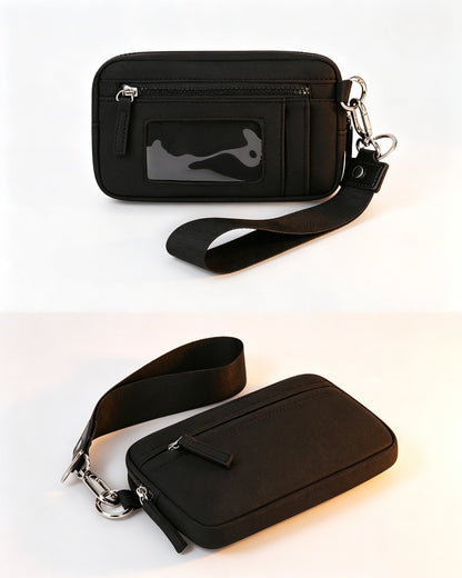 Black Multi-zip Waterproof Pouch Travel ID Wristlet Wallet SP160