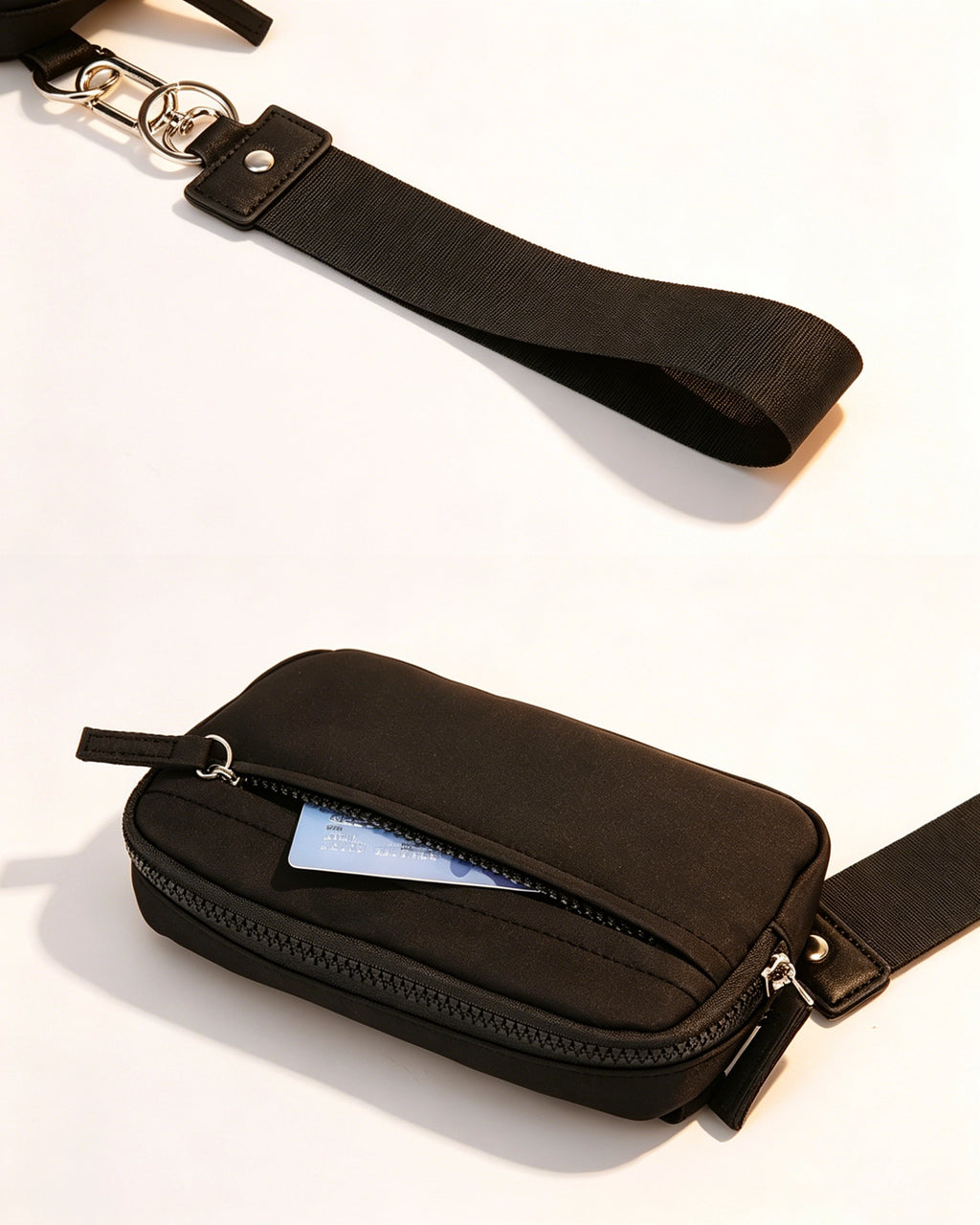 Wholesale Black Multi-zip Waterproof Pouch Travel ID Wristlet Wallet SP160