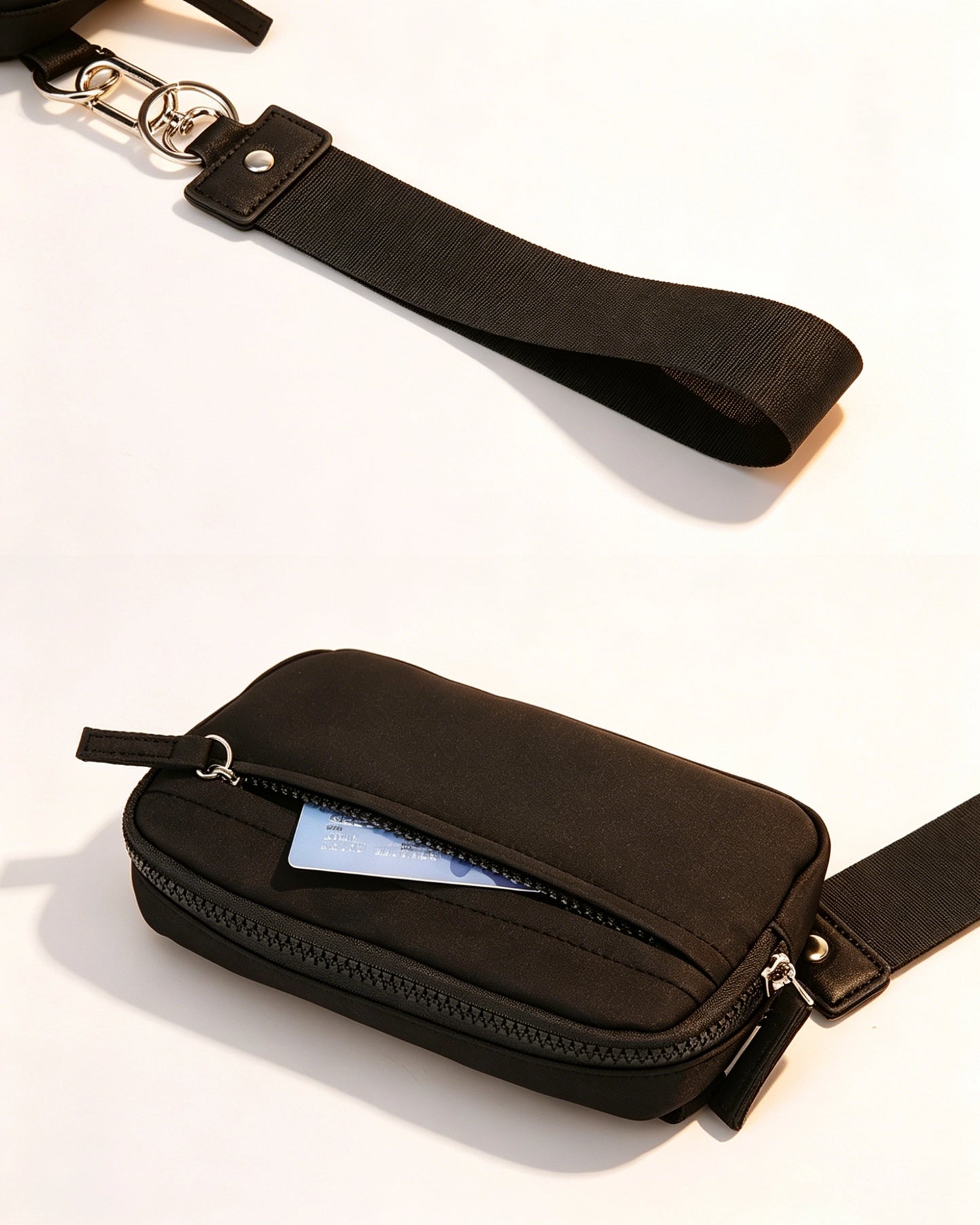 Black Multi-zip Waterproof Pouch Travel ID Wristlet Wallet SP160