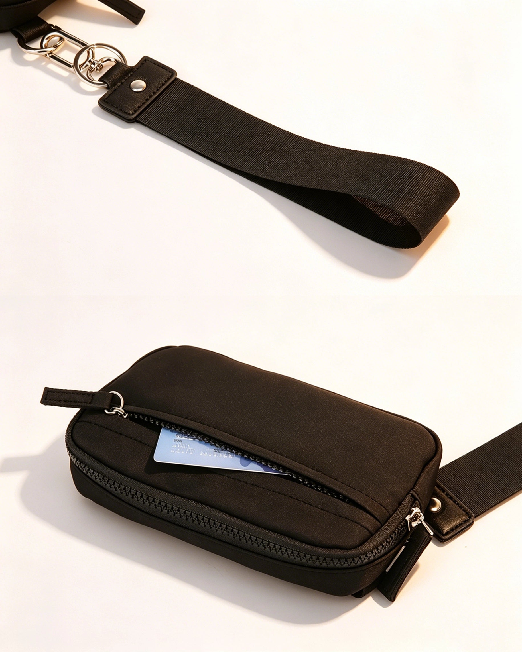 Wholesale Black Multi-zip Waterproof Pouch Travel ID Wristlet Wallet SP160