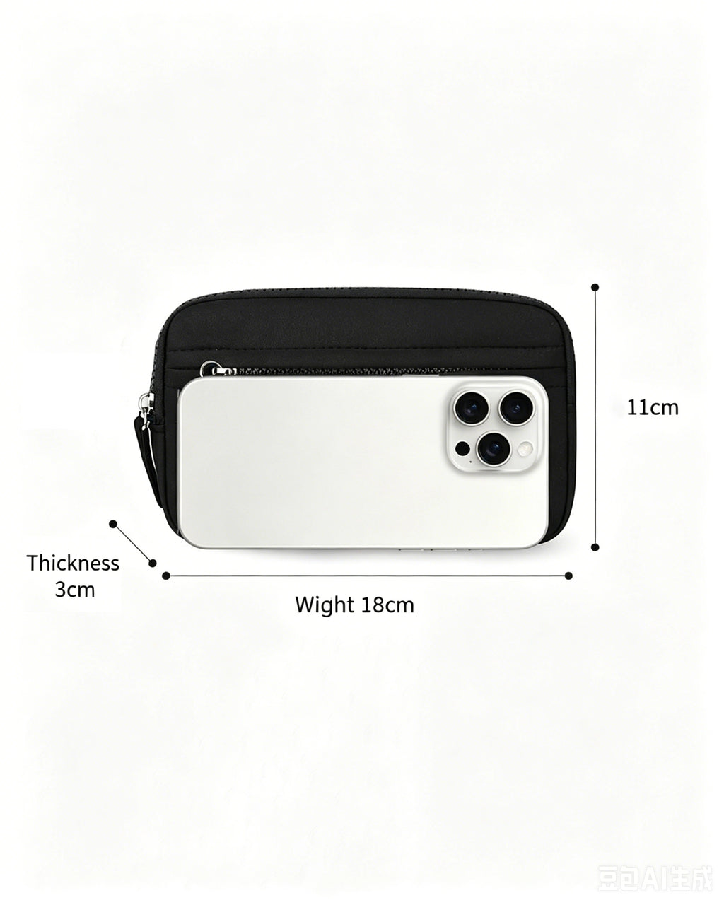 Wholesale Black Multi-zip Waterproof Pouch Travel ID Wristlet Wallet SP160