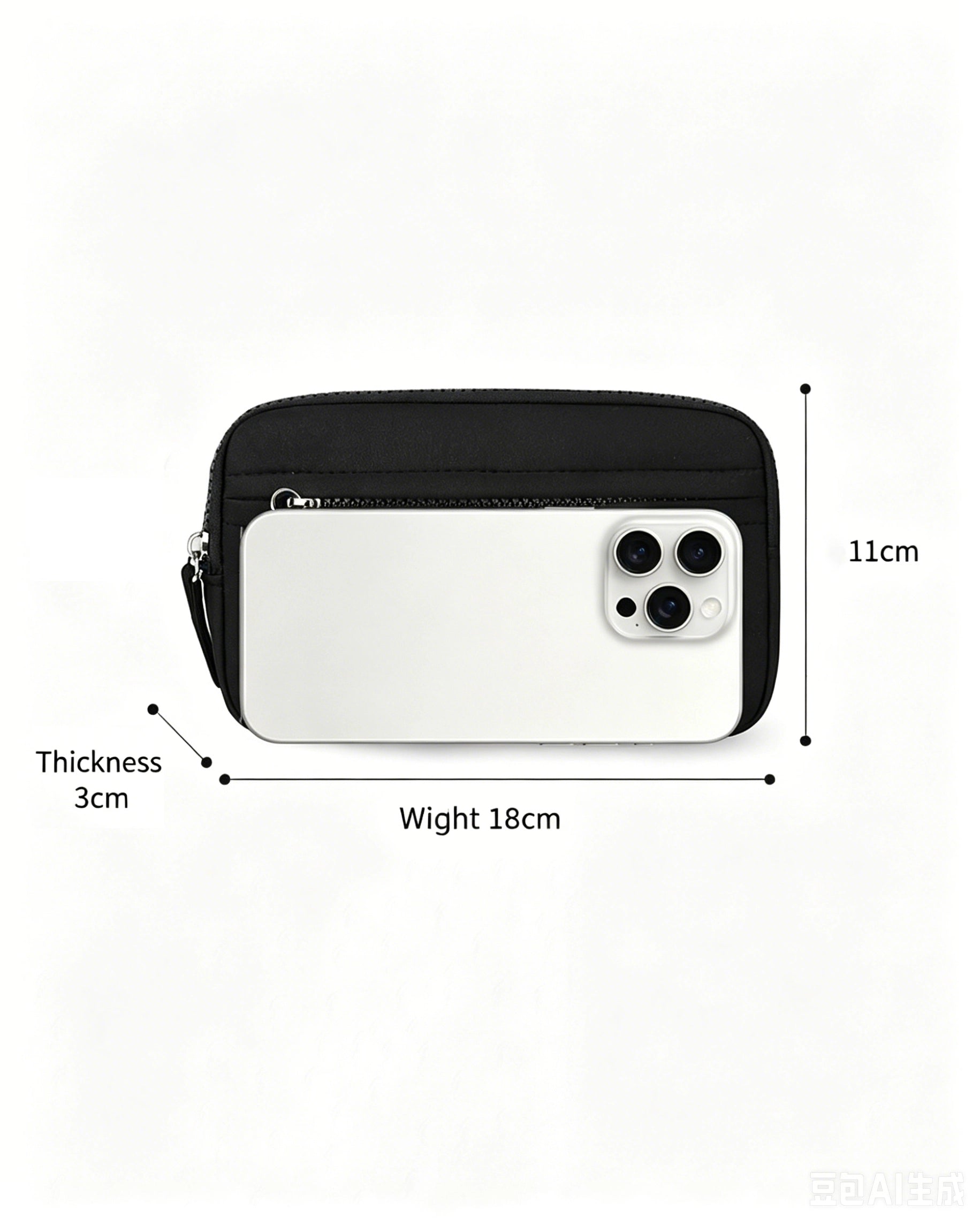Wholesale Black Multi-zip Waterproof Pouch Travel ID Wristlet Wallet SP160
