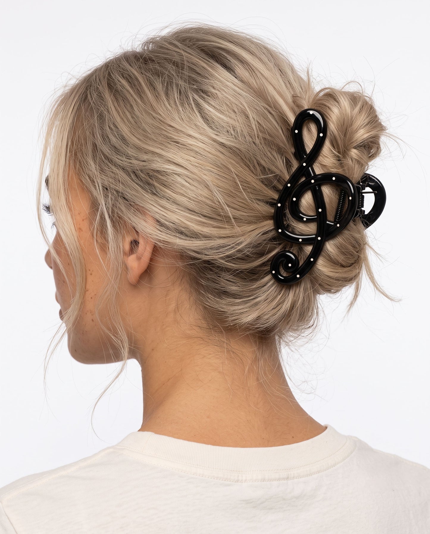 Wholesale Black Polka Dot Treble Clef Hair Claw Daily Chic SP083