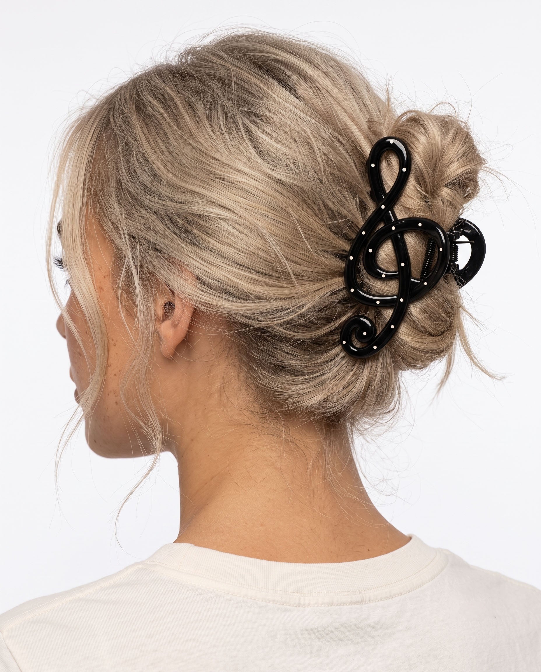 Wholesale Black Polka Dot Treble Clef Hair Claw Daily Chic SP083
